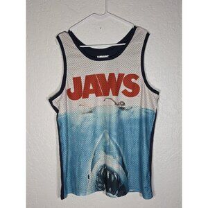 Men’s JAWS Movie Poster Graphic Tank Top Size Large 46/48 Mesh Fabric Shark